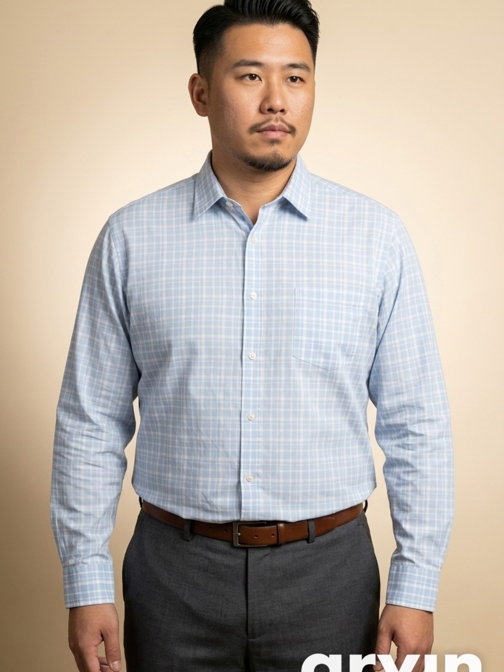 Joe Joseph Abboud Men's Light Blue Plaid Dress Shirt - Tailored Comfort